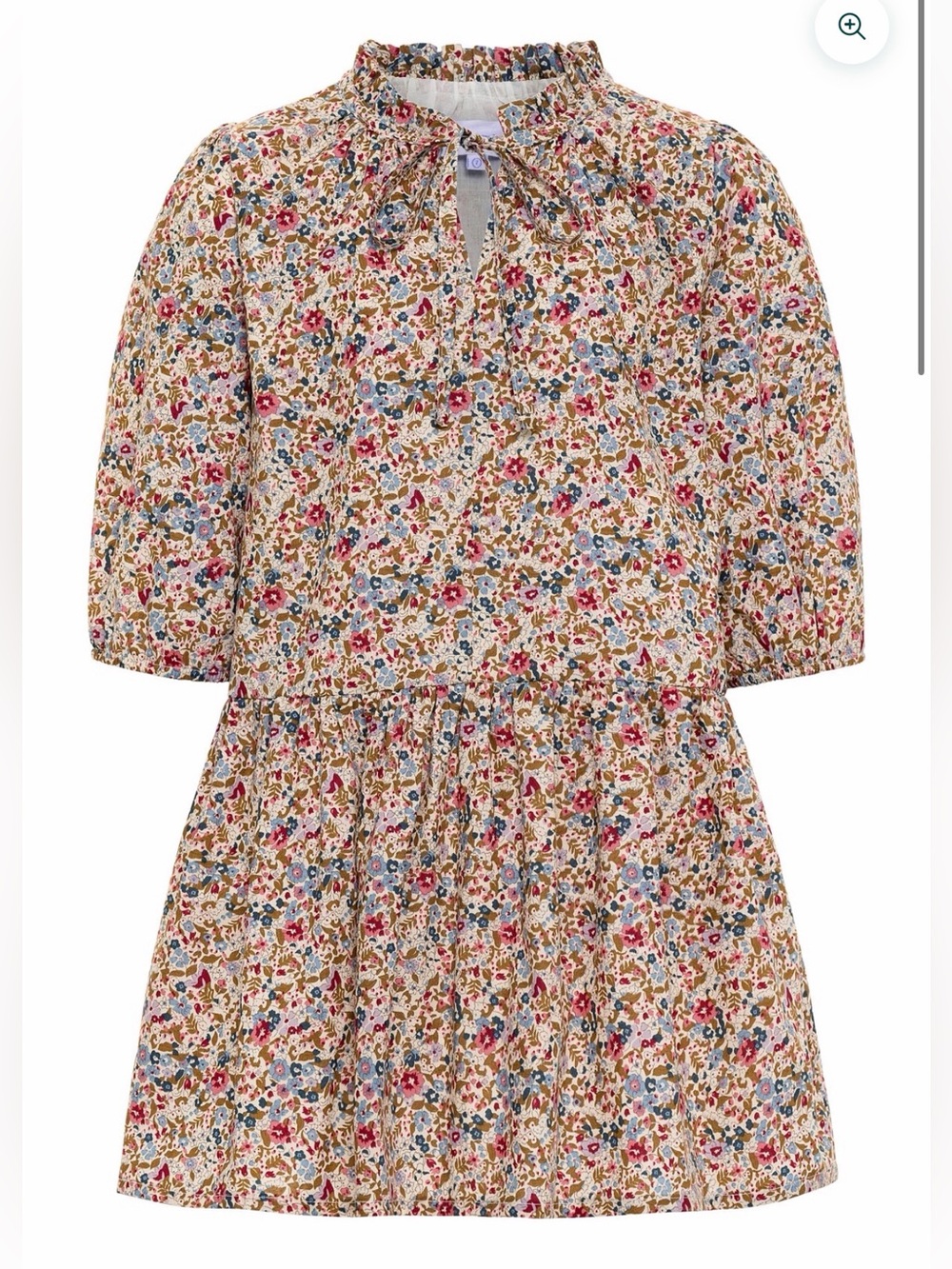 Pleat - Girls Cotton Floral Ruffle Neck Eve Dress - Worn Once - Size: 8Y